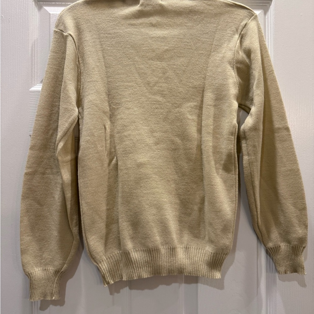 Vintage Lady LaMode Beige V-Neck Sweater with 'I Can't Bear It' Embroidered Bear - Picture 2 of 7